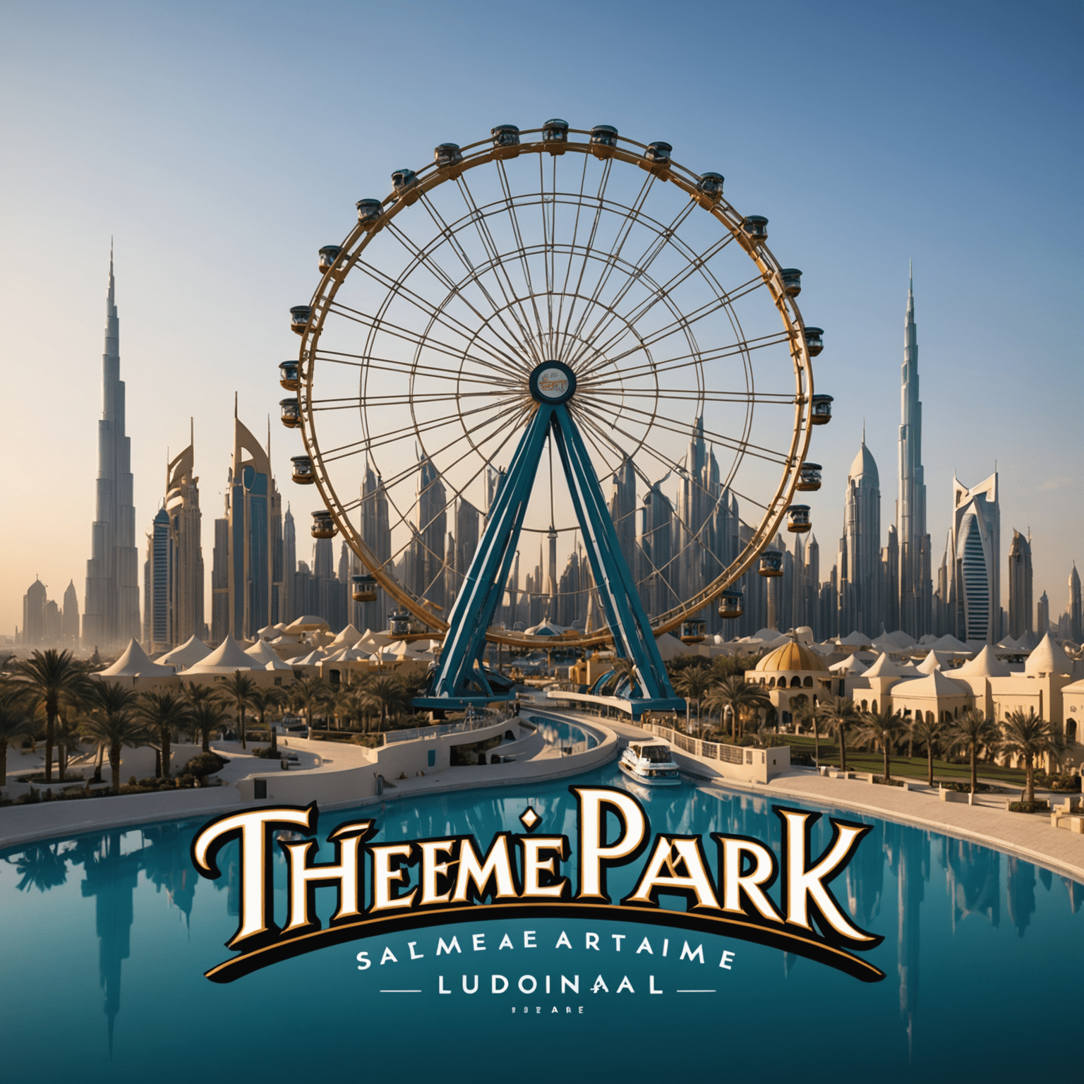 tourvisionaryae logo featuring a stylized roller coaster and Ferris wheel silhouette against a Dubai skyline